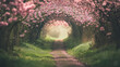 © reddish - Beautiful cherry blossom pathway in springtime sunshine