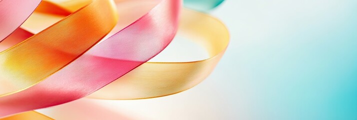Poster - Brightly Colored Ribbons Create Whimsical Patterns Around a Maypole Under a Soft Spring Sky
