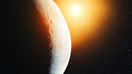 Poster - Exploring Ganymede, the Largest Moon of Jupiter, in a Stunning Solar Backdrop