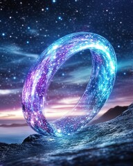 Poster - Exploring Finite Universe Shapes Through a Cosmic Ring of Stars and Galaxies Under a Starlit Sky