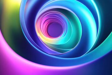Aufkleber - Captivating 3D abstract sound waves create vibrant spirals in bright colors with a modern artistic flair. Generative AI