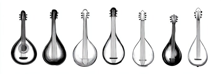 Poster - Celtic Musical Instruments Elegantly Drawn, Showcasing Intricate Designs and Artistry