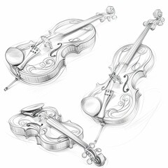 Poster - Intricate Line Drawings of Victorian Musical Instruments Showcasing Elegance and Artistry