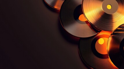 Aufkleber - Vintage vinyl records arranged artistically with copy space for text usage. Generative AI