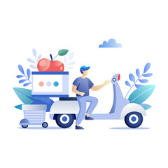 Wall Mural - A flat illustration of food delivery truck