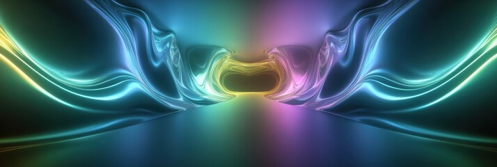 Aufkleber - Dynamic 3D abstract sound waves in vibrant colors creating a captivating visual experience. Generative AI