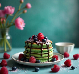 Canvas Print - matcha pancakes for valentine