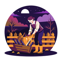 Poster - Pumpkin cart illustration in flat style 