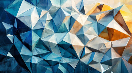 Poster - Abstract geometric artwork featuring sharp angles and a gradient of blue tones