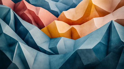 Poster - Abstract mountain landscape with geometric shapes in earthy tones