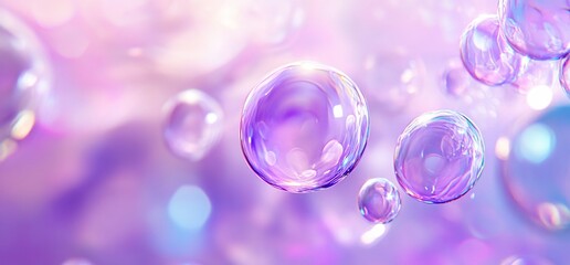 Poster - Colorful soap bubbles floating in a dreamy, soft-focus background.