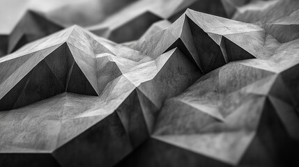 Poster - Intricate geometric patterns resembling mountain ranges in monochrome texture