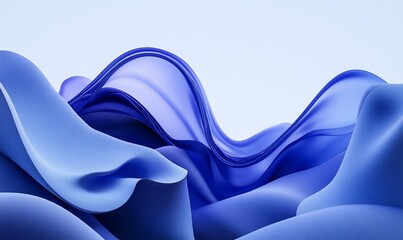 Poster - Abstract blue waves create a smooth, flowing design.