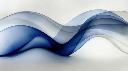Poster - Abstract flowing waves in shades of blue and white.