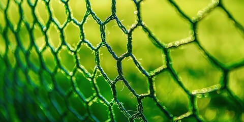 Poster - Green mesh fence with a green background