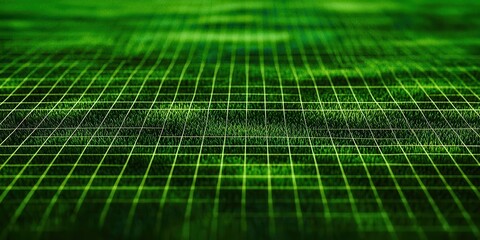 Poster - Green field with a grid pattern
