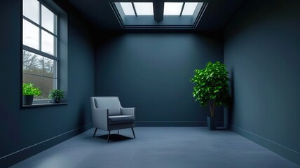 Poster - Room with a chair and a plant