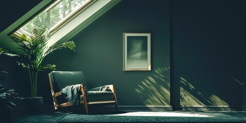 Poster - Chair is in a room with a green wall