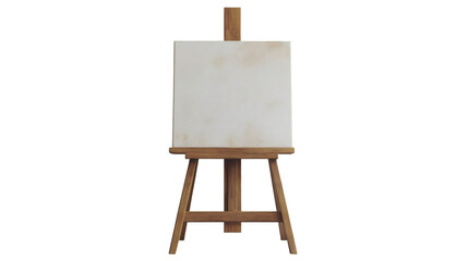 Poster - Small wooden easel holding a blank canvas on a transparent background, perfect for showcasing artwork or designs