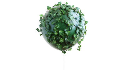 Aufkleber - Green balloon entwined with ivy leaves, symbolizing eco-friendly sustainability against transparent backdrop