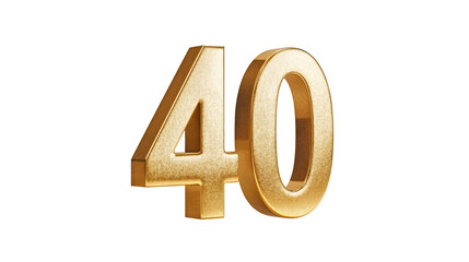 Poster - Big golden number forty floating on a transparent background, ideal for an anniversary or birthday celebration