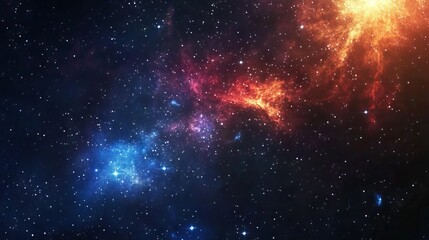 Wall Mural - realistic and colorful outer space background featuring shining stars, sparkling stardust, vibrant n