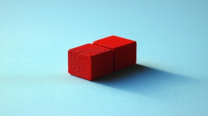 Poster - Two red blocks on a blue surface casting shadows.