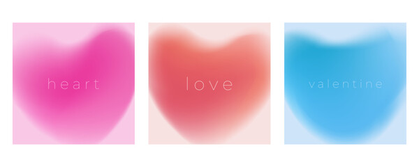 Poster - Colored blurred hearts. Set of romantic graphic templates for Wedding Day invitations and Happy Valentine's Day holiday greetings. Vector illustration.