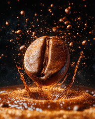 Wall Mural - Coffee bean levitating with a splash effect