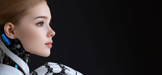 Poster - A futuristic humanoid robot with a lifelike appearance.
