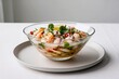 © Pixel Focus AI - Fresh Shrimp Ceviche Bowl with Citrus and Herbs Presented on White Plate