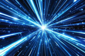 Poster - bright blue light burst creating dynamic abstract background for digital use