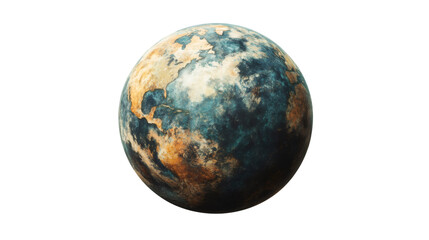 Poster - Planet Earth rotating slowly, showing pollution and environmental damage, on transparent background