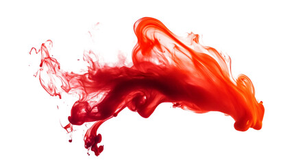 Aufkleber - Red ink swirling in water creates a dynamic abstract composition on a transparent background, adding vibrant energy to designs