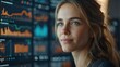 © novitasary - Woman analyzing data on digital screens.