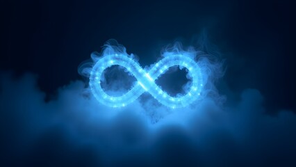 Wall Mural - A glowing infinity symbol surrounded by soft, swirling mist
