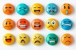 © Rekalawa - Colorful emoji faces expressing various emotions on round discs.