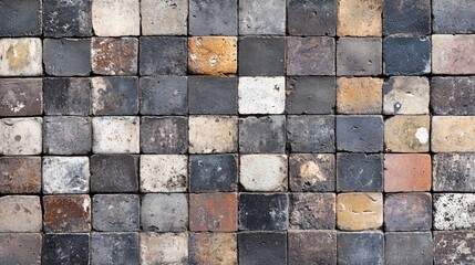 Poster - Aerial View of Textured Cobblestones in Various Shades of Gray and Brown