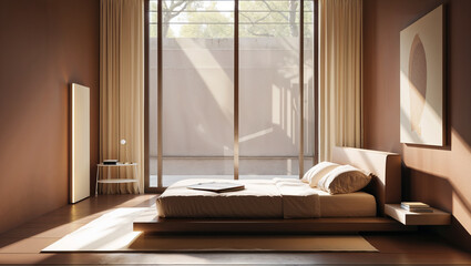 Wall Mural - Mocha Mousse modern and minimal bedroom