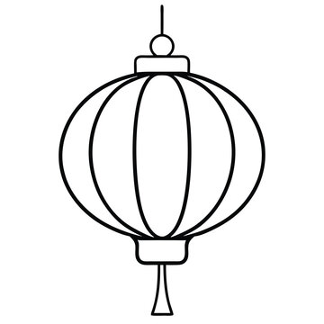 Chines Day Lantern line art illustration  White Background