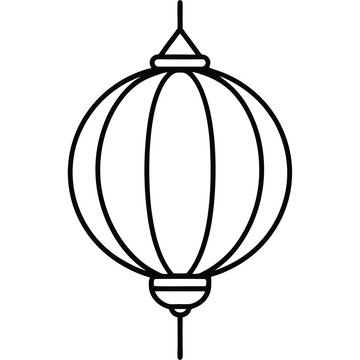Chines Day Lantern line art illustration  White Background