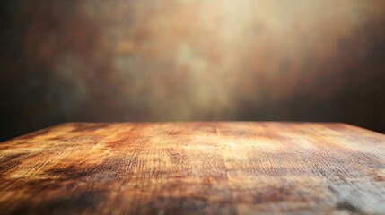 A wooden table with a brown surface