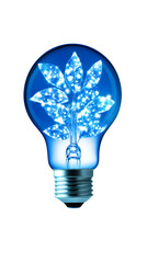 Aufkleber - Transparent background image of blue light bulb with glowing plant, symbolizing green energy and environmental preservation