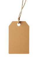 Poster - Empty rectangular brown label with knotted string isolated on transparent background, ready for customization