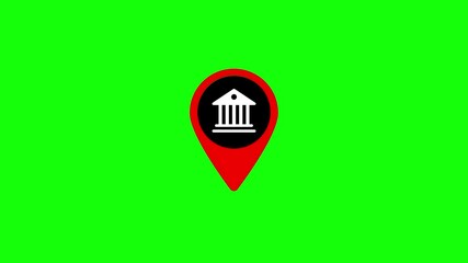Poster - Map pin icon with a bank symbol representing financial or banking locations.
