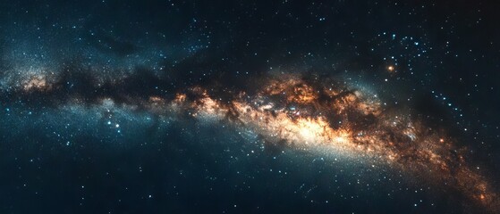 Wall Mural - beautiful panoramic view of the milky way galaxy with countless stars shining brightly in the dark n