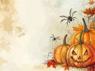 Sticker - halloween background with pumpkin