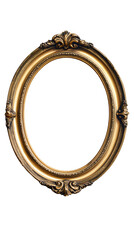 Aufkleber - Golden baroque-style oval frame, ornate decorative border with metallic finish, positioned against transparent background
