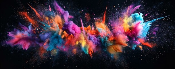 Wall Mural - Fireworks explosions on black