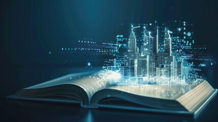 Poster - Cityscape Emerging from Book